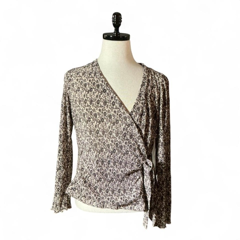 Chenault Floral Print Wrap Style Long Sleeve Top Women L‎ Boho